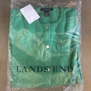 Land's End Classic Cardigan in Dew Green NEW Sz L